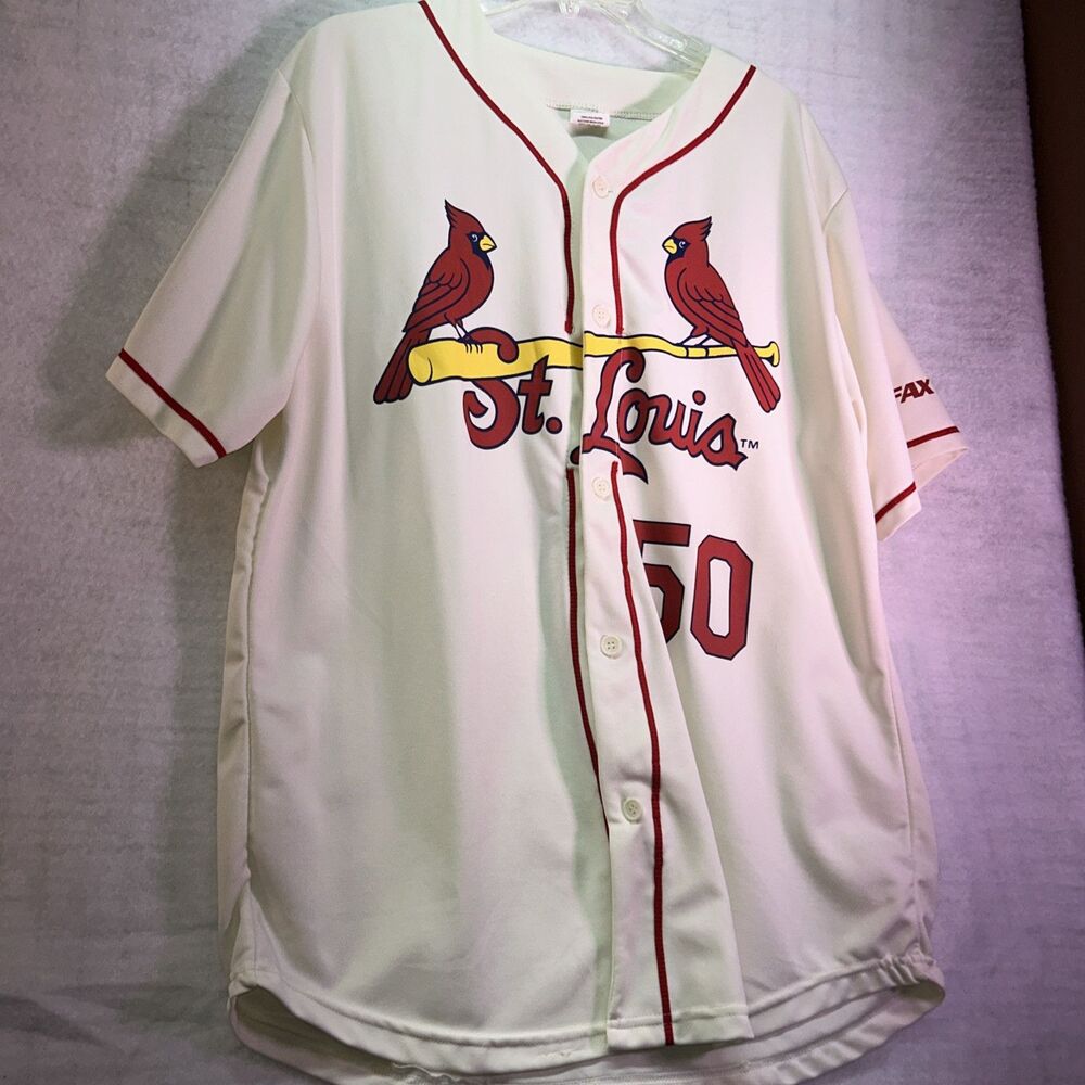 MLB St. Louis Cardinals Adam Wainwright #50 Jersey Equifax Sz XL Cream Baseball